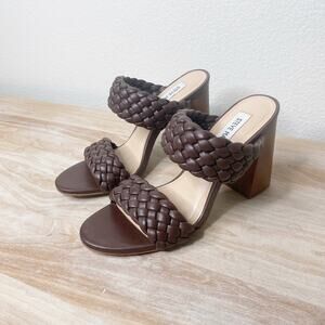 steve madden tielo braided sandal heels brown size 7.5